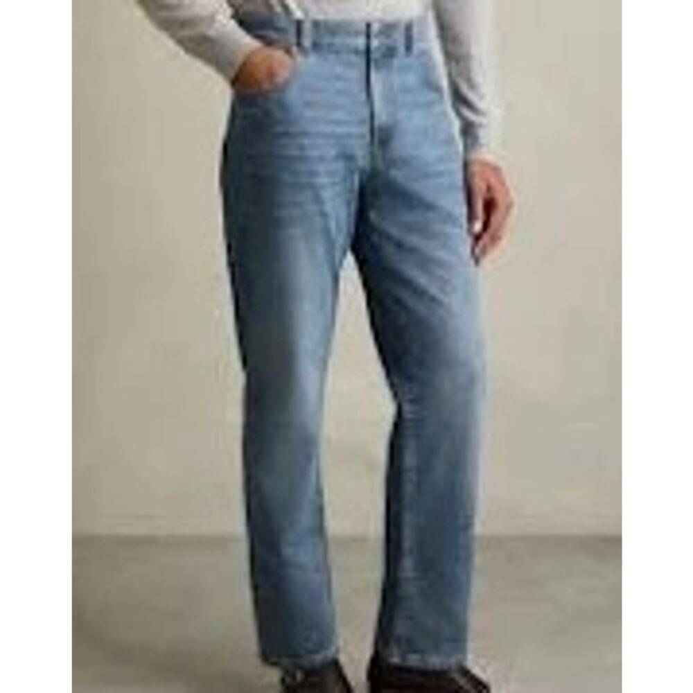 Reiss 36X30 Men Jeans Straight Leg Med Wash Luxury Designer Denim